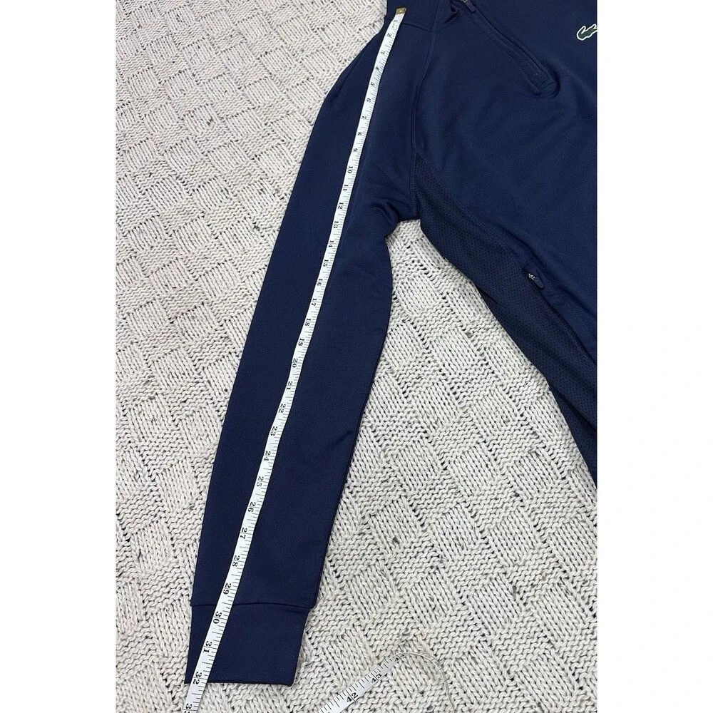 Lacoste Sport Men's M High-Neck Golf Sweatshirt Navy Quarter Zip Performance